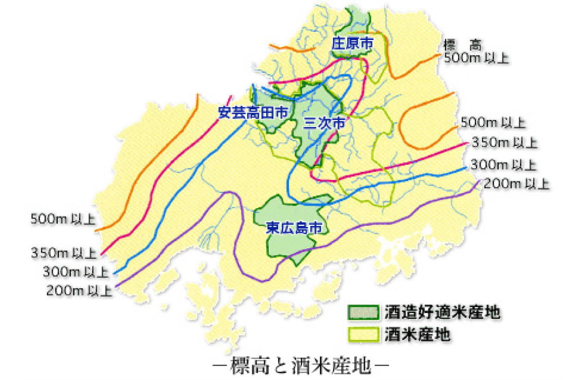 標高と酒米産地